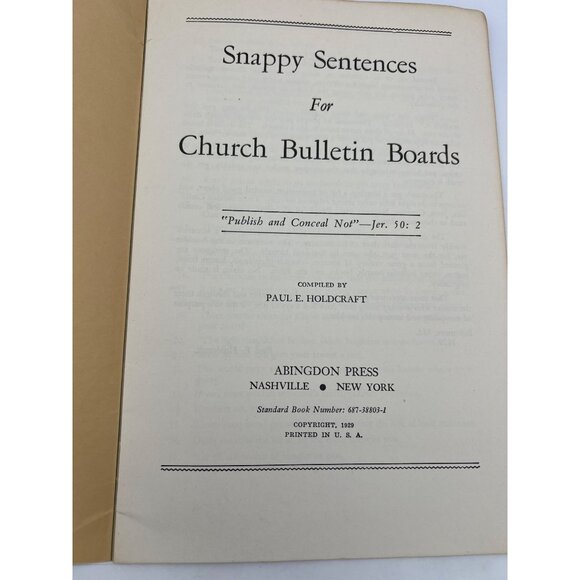 Two Vintage Snappy Sentences for Church Bulletin Board Books Paul E. Holdcraft - Picture 2 of 8